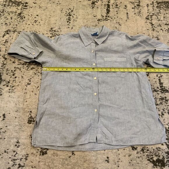 Sigrid Olsen 100% Linen Button Down Striped Shirt Size‎ 1X SO Blue - Picture 6 of 11